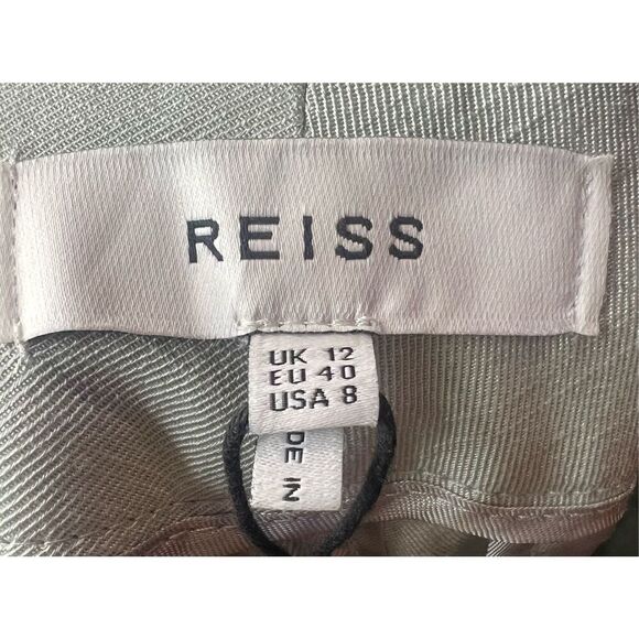 Reiss Pale Green Prairie Belted Wide Leg Pants NWOT Size 8 - Picture 6 of 7